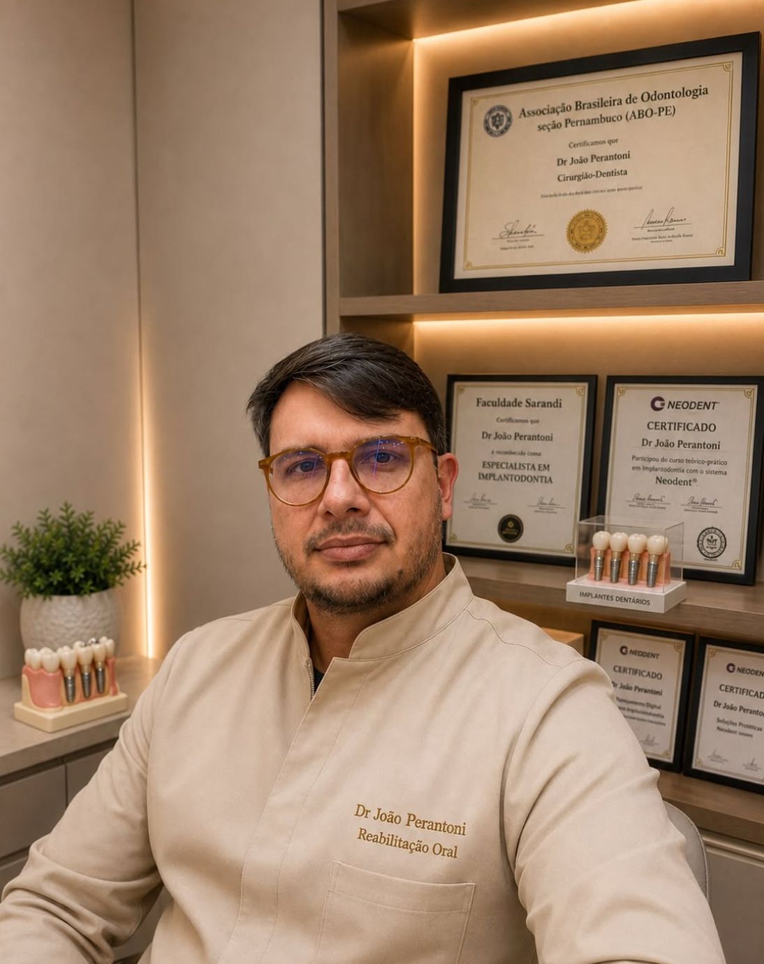 Dr. João Perantoni in a modern dental clinic in Pernambuco, Brazil